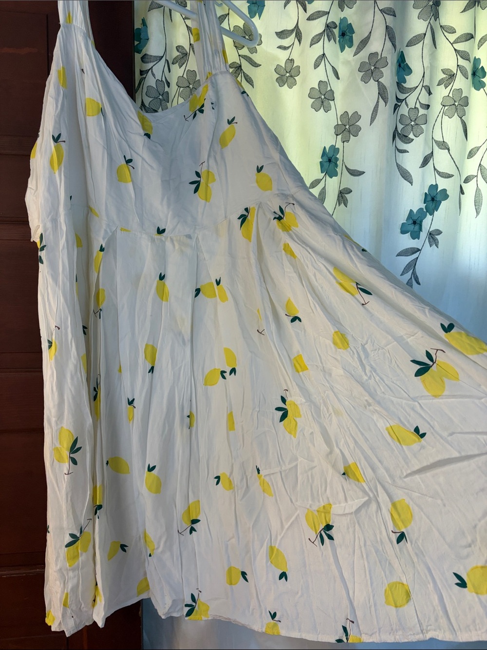 ModCloth White Midi Dress with Yellow Lemon Print